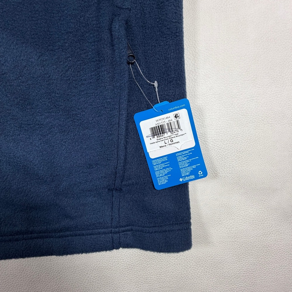 NWT Columbia Mens Large Steens Mountain Fleece Vest Navy Blue Full Zip - Picture 6 of 9